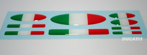JakeDesigns Italian Flag Colour Stickers - 2 Large 180mm X 15mm Domed Gel Finish
